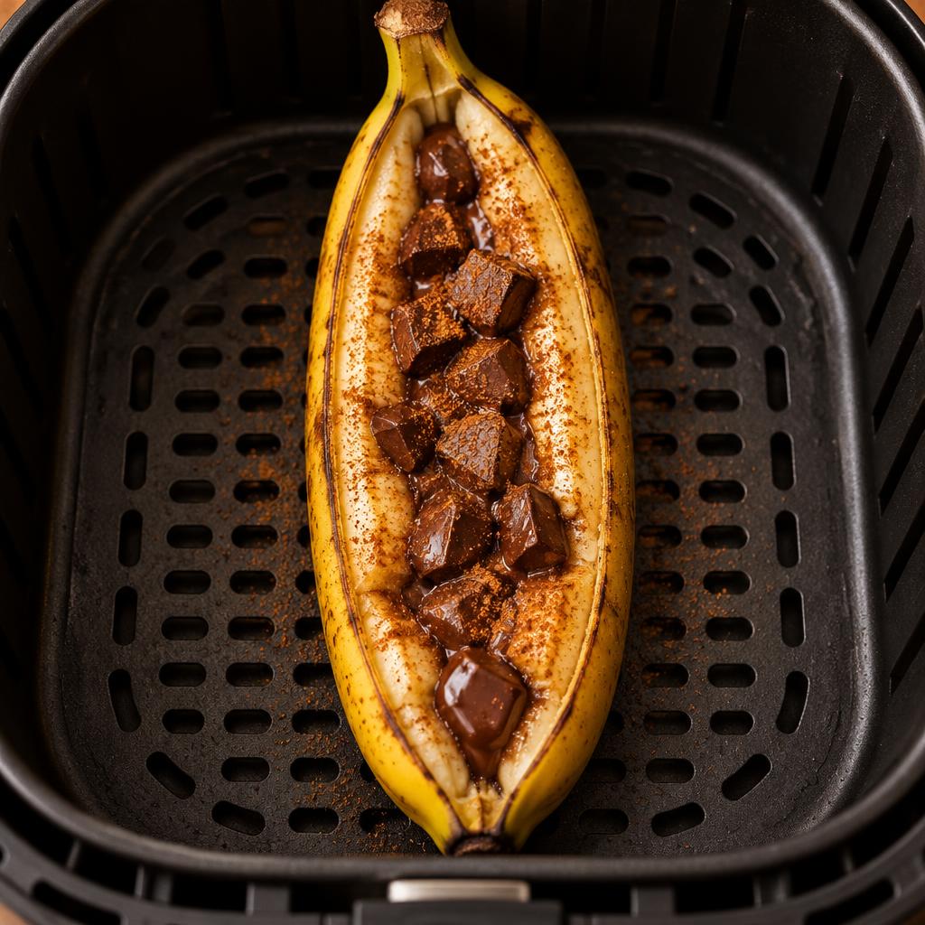 Banana recheada com chocolate