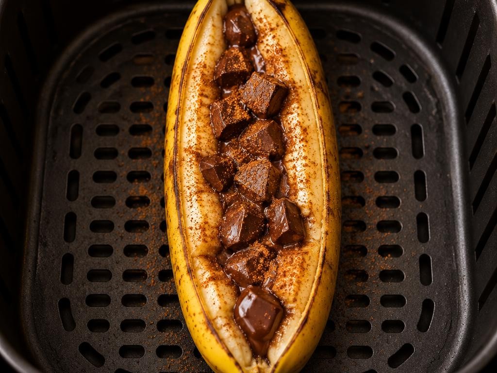 Banana recheada com chocolate