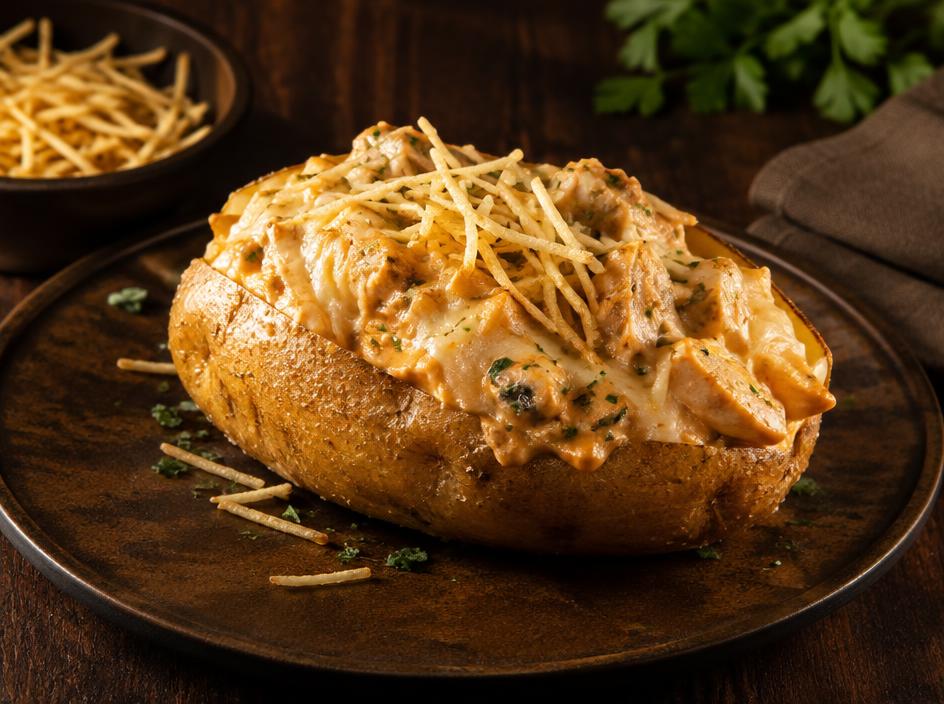 Batata recheada com strogonoff