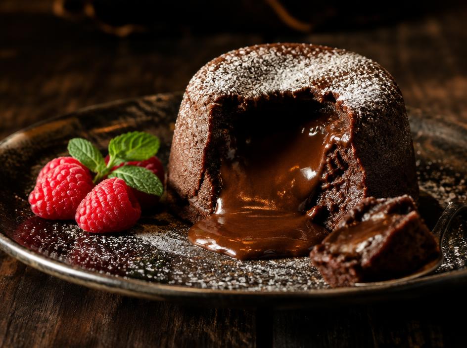 Bolinho de chocolate com centro cremoso