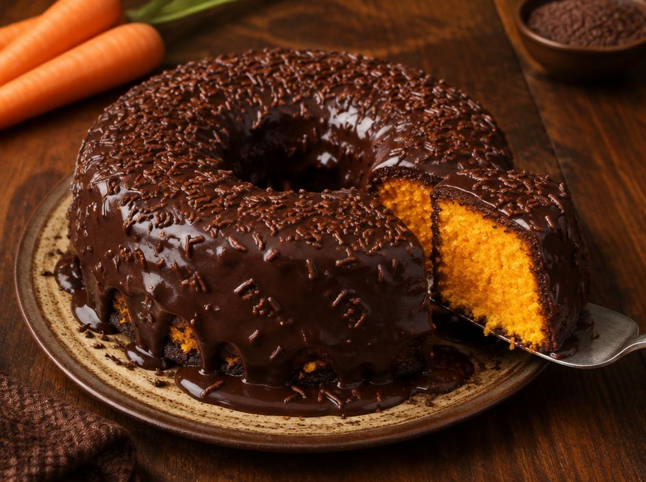 Bolo de cenoura com brigadeiro