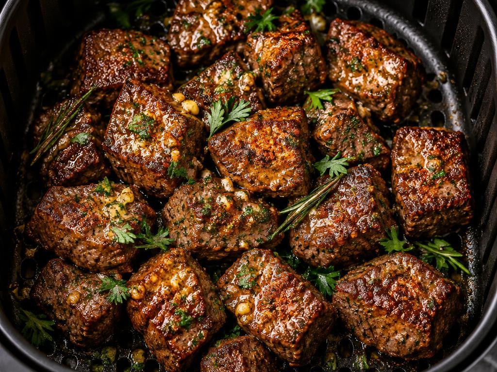 Cubos de carne com alho e manteiga