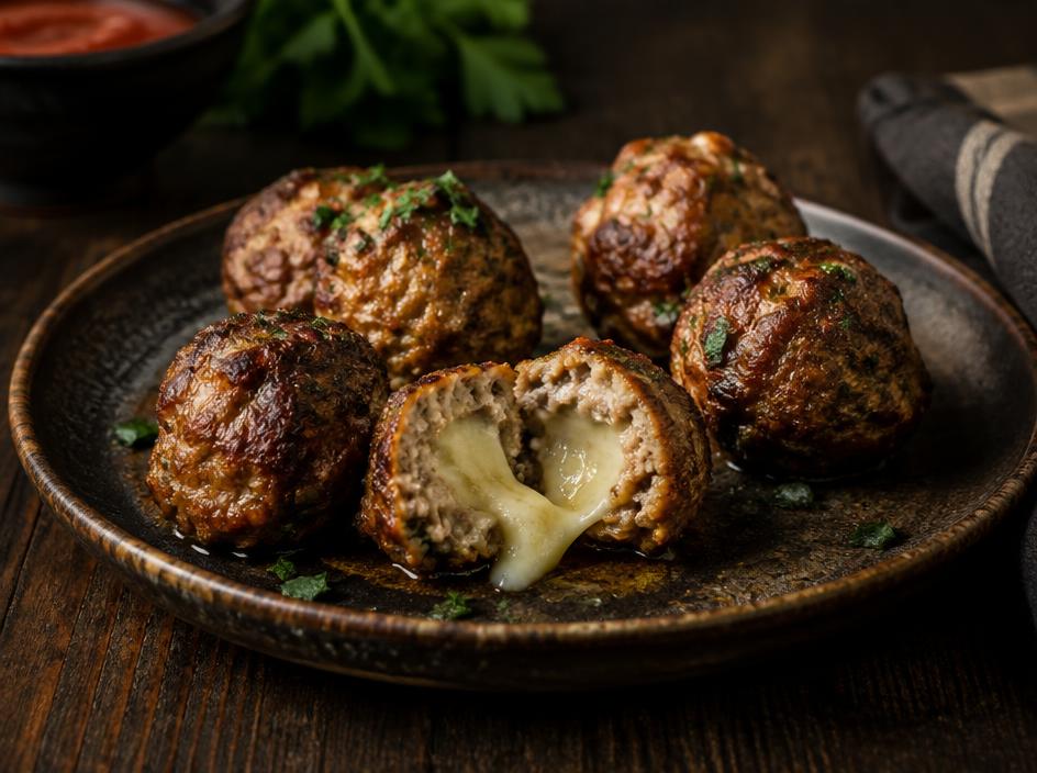Mini bolinhos de carne recheados