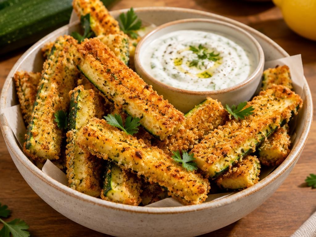 Palitos de abobrinha empanados