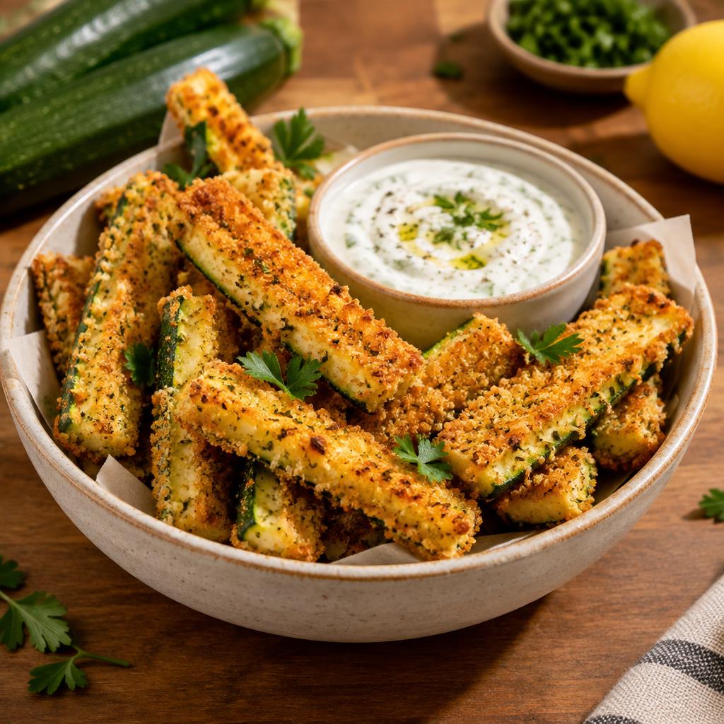 Palitos de abobrinha empanados