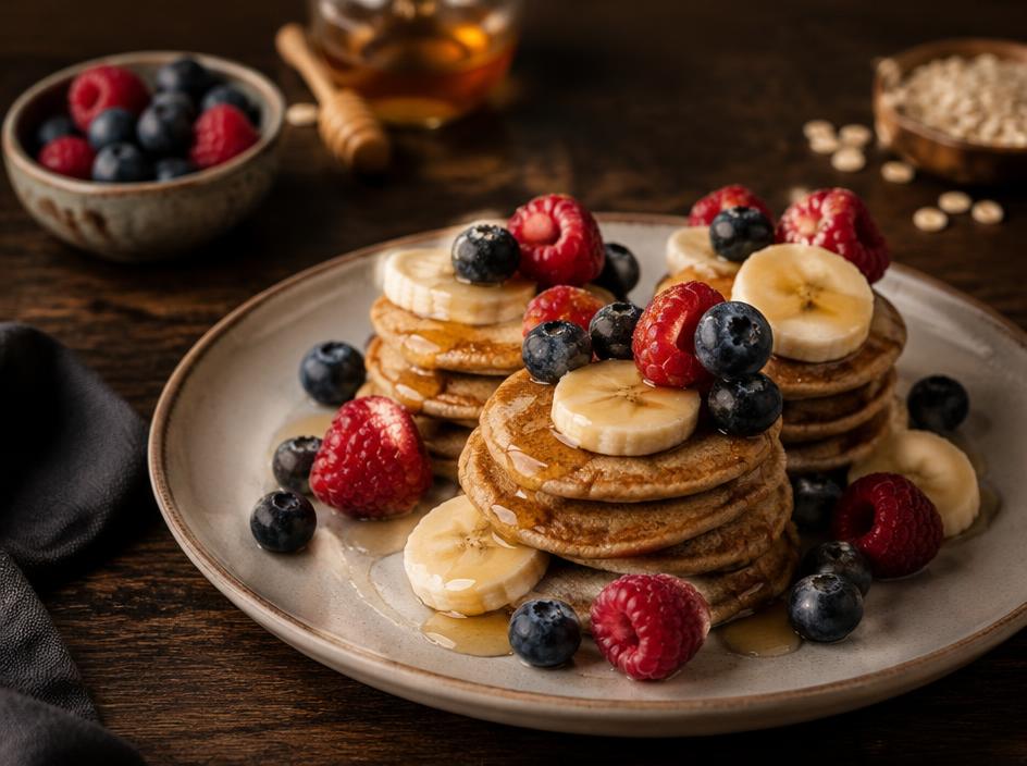 Mini panquecas de banana e aveia