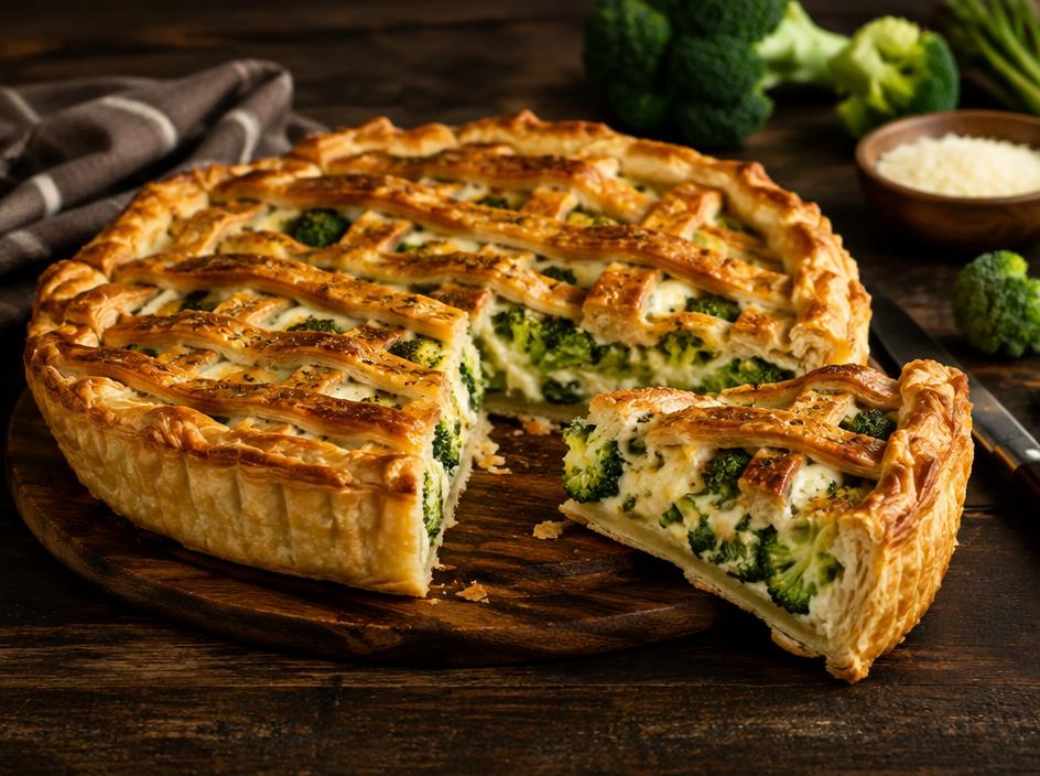 Torta de brócolis folhada